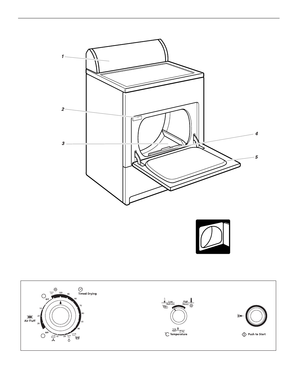 Parts and features | Whirlpool 3XLER5437 User Manual | Page 5 / 32