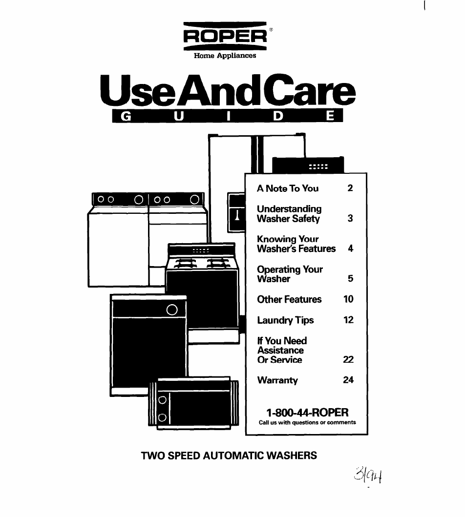 Whirlpool Roper RAL6245BL0 User Manual | 24 pages