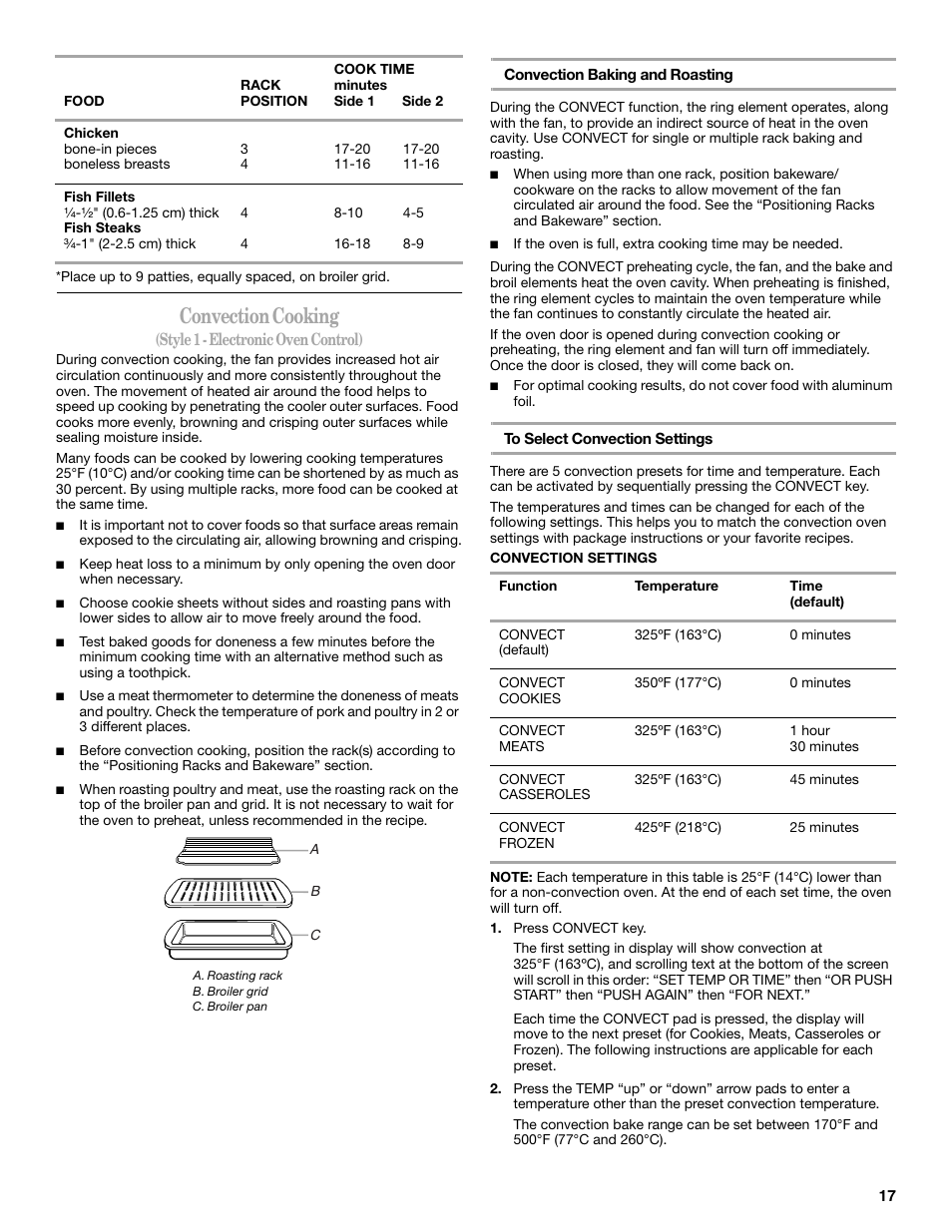 Convection cooking | Whirlpool 9763069 User Manual | Page 17 / 28
