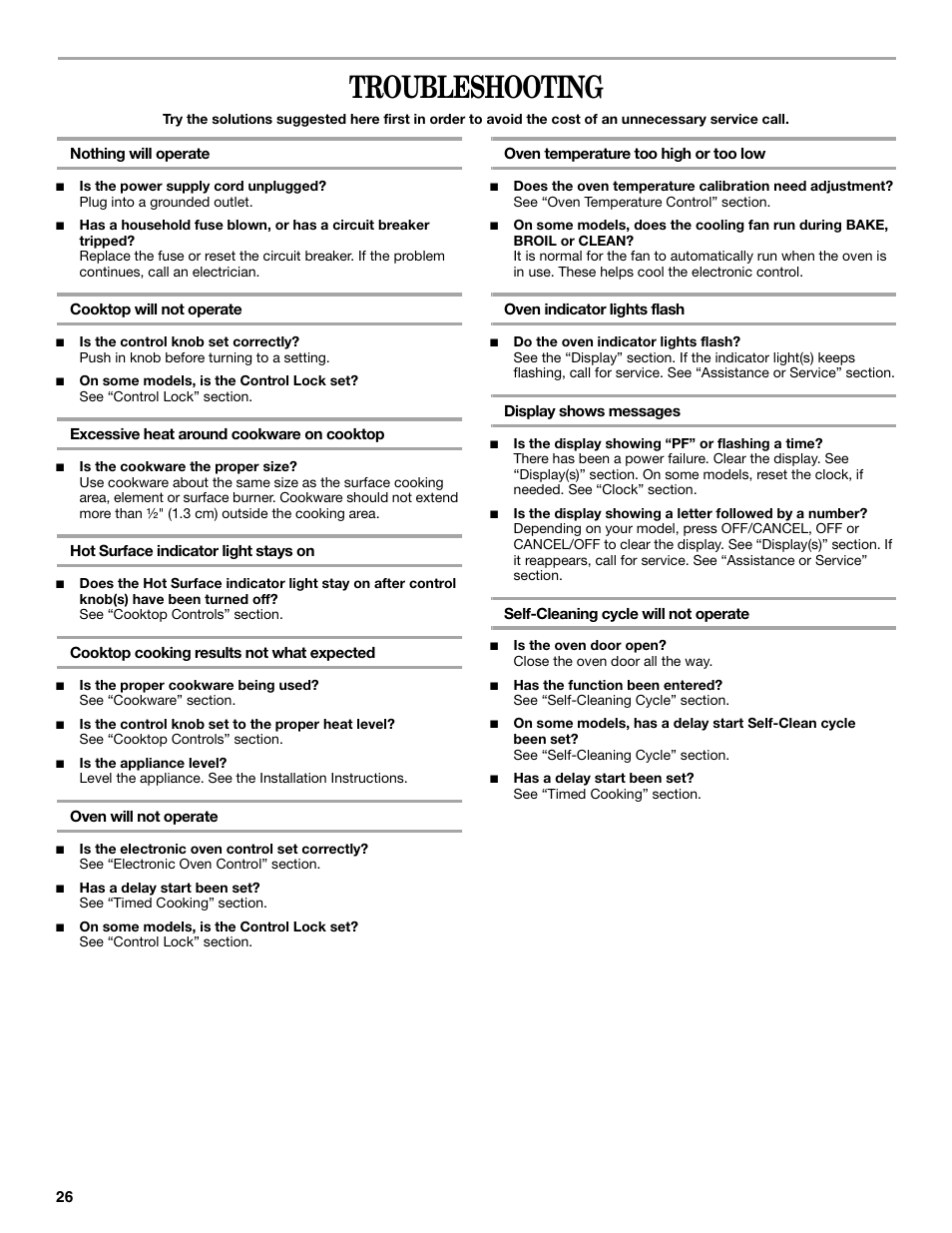Troubleshooting | Whirlpool 9763069 User Manual | Page 26 / 28