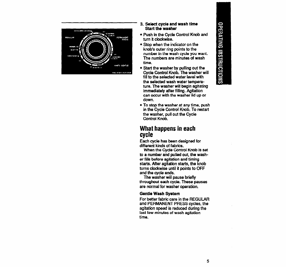 What happens in each cycle | Whirlpool LA9320XY User Manual | Page 5 / 16