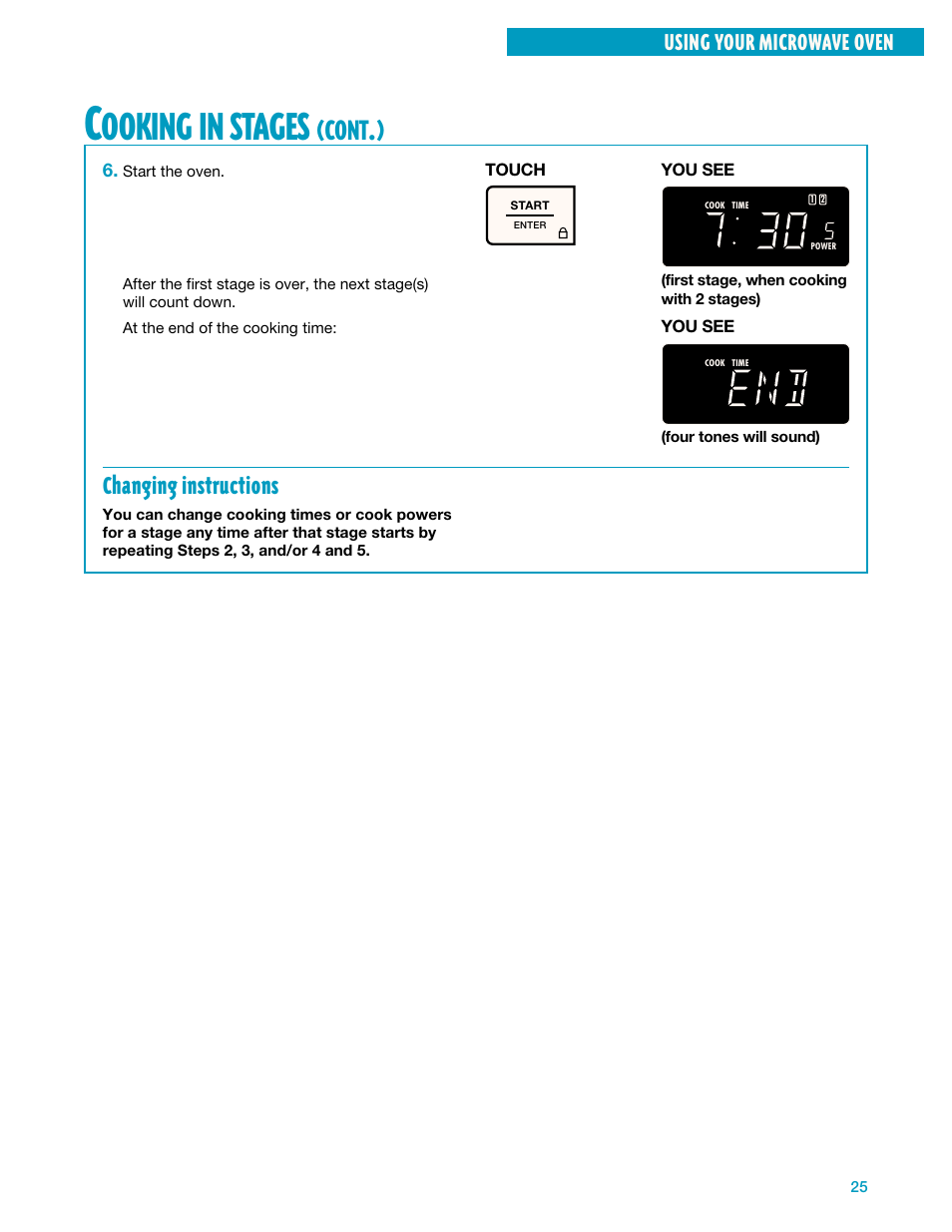 Ooking, Stages, Cont | Whirlpool YMH7140XF User Manual | Page 25 / 48