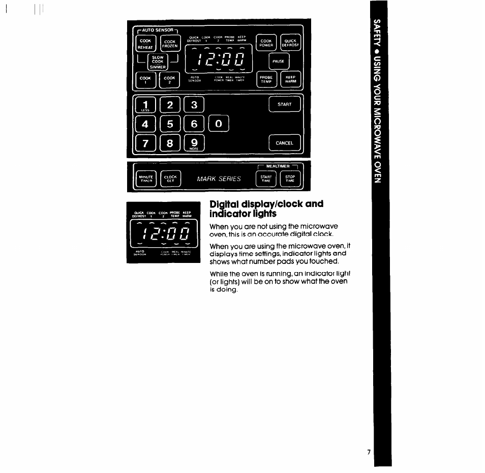 Iigi, Indicator lights, N n i | Digital display/clock and iigi indicator lights | Whirlpool SM988PES User Manual | Page 7 / 44