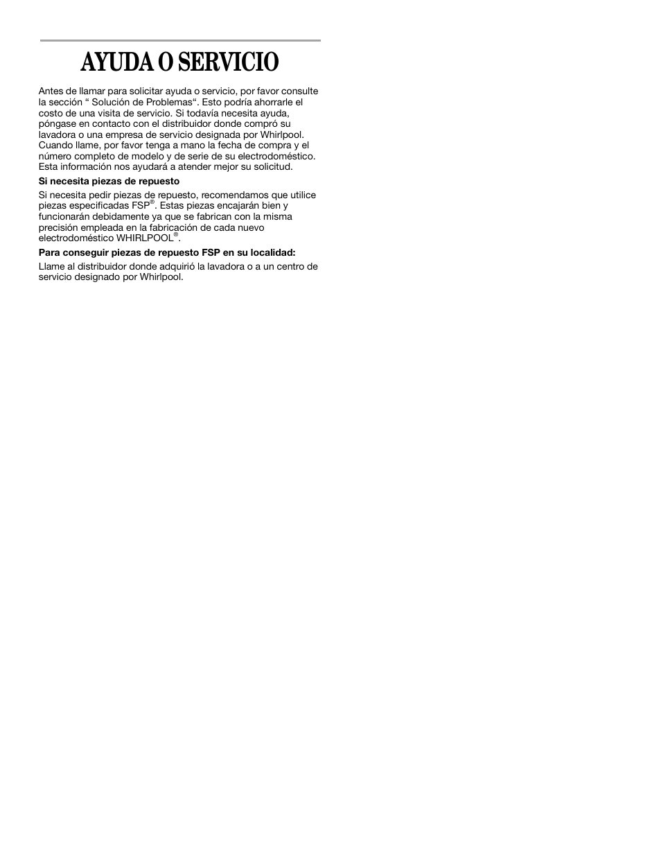 Ayuda o servicio | Whirlpool 3XLSQ8000 User Manual | Page 23 / 35