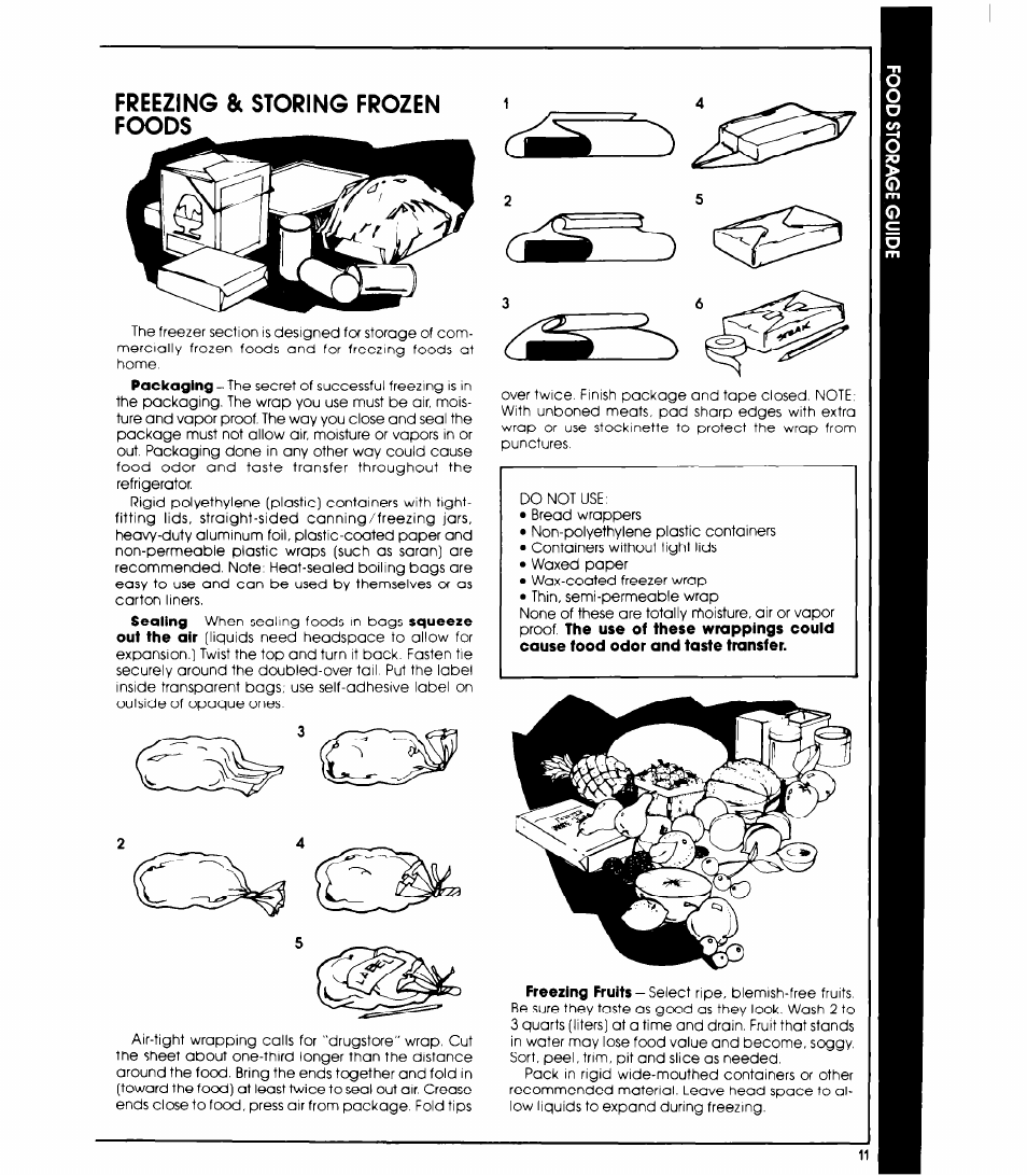 Freezing & storing frozen foods | Whirlpool ED19HK User Manual | Page 11 / 16