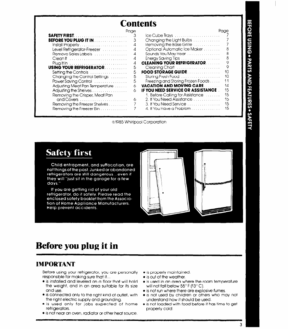 Safety first, Before you plug it in, Important | Whirlpool ED19HK User Manual | Page 3 / 16