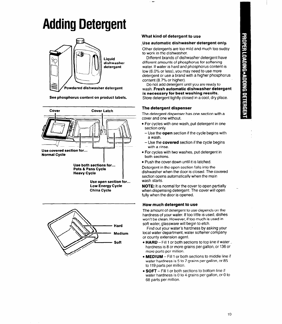 Adding detergent | Whirlpool 9700 User Manual | Page 19 / 28