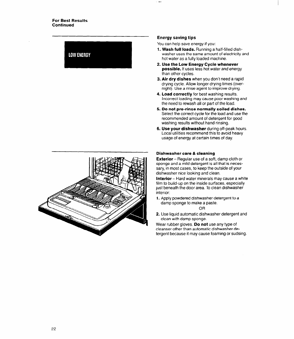 Low energy | Whirlpool 9700 User Manual | Page 22 / 28