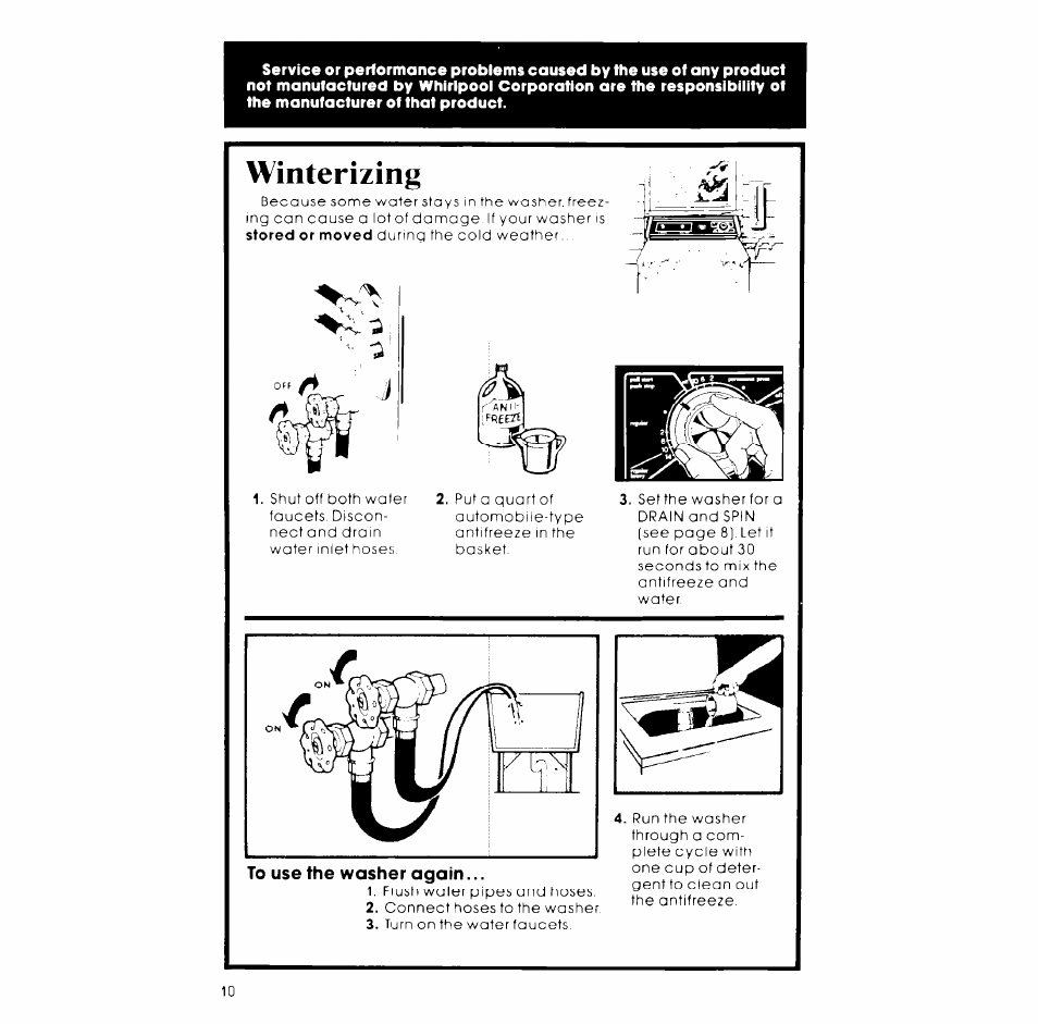 Winterizing | Whirlpool LA54OOXP User Manual | Page 10 / 12