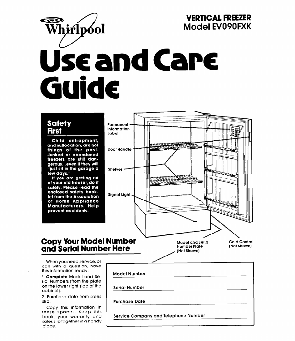 Whirlpool EV090FXK User Manual | 8 pages