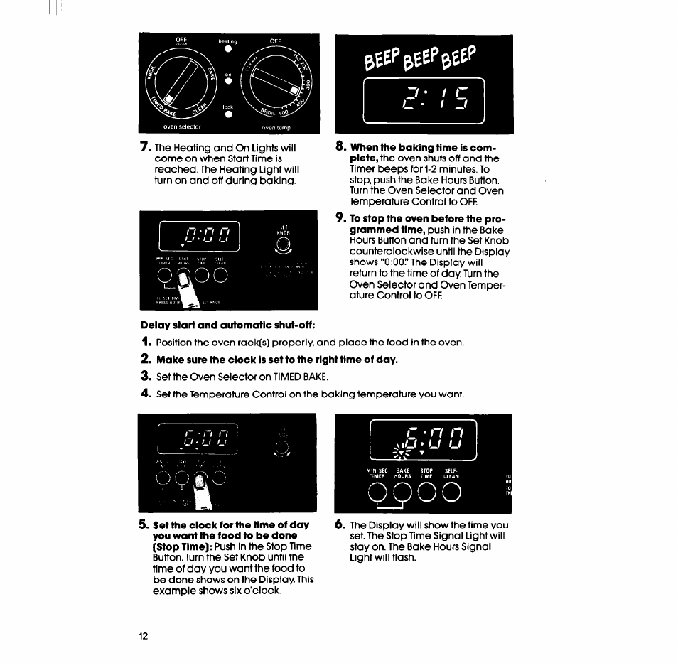 Deiay start and automatic shut-off | Whirlpool RB760PXT User Manual | Page 12 / 24