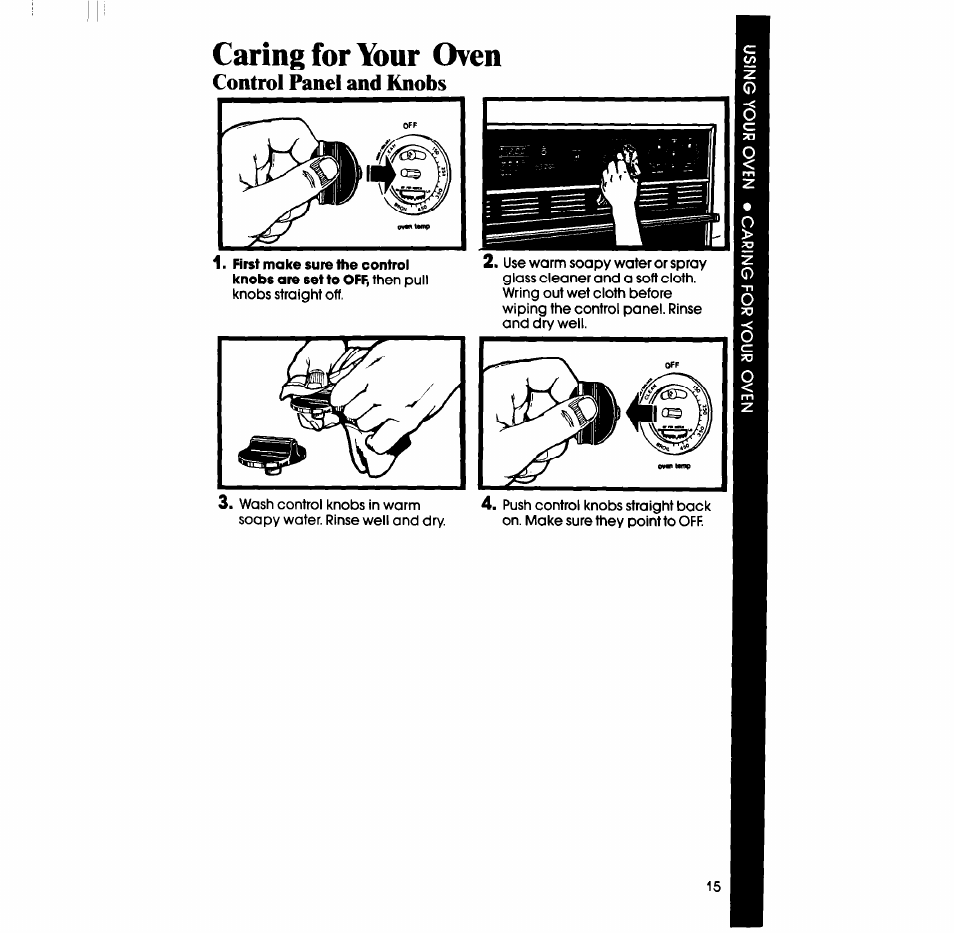 Caring for your oven, Control panel and knobs | Whirlpool RB760PXT User Manual | Page 15 / 24