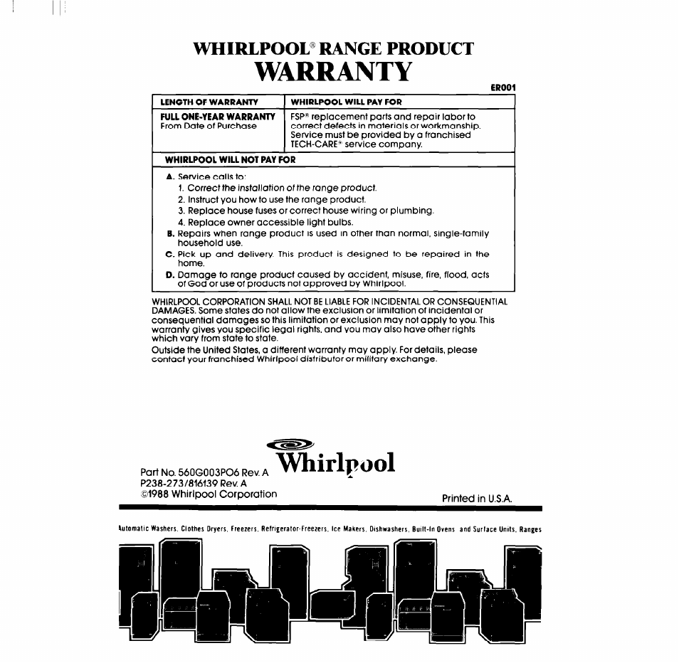 Mii4m, Warranty, Whirlpool | Whirlpool* range product | Whirlpool RB760PXT User Manual | Page 24 / 24