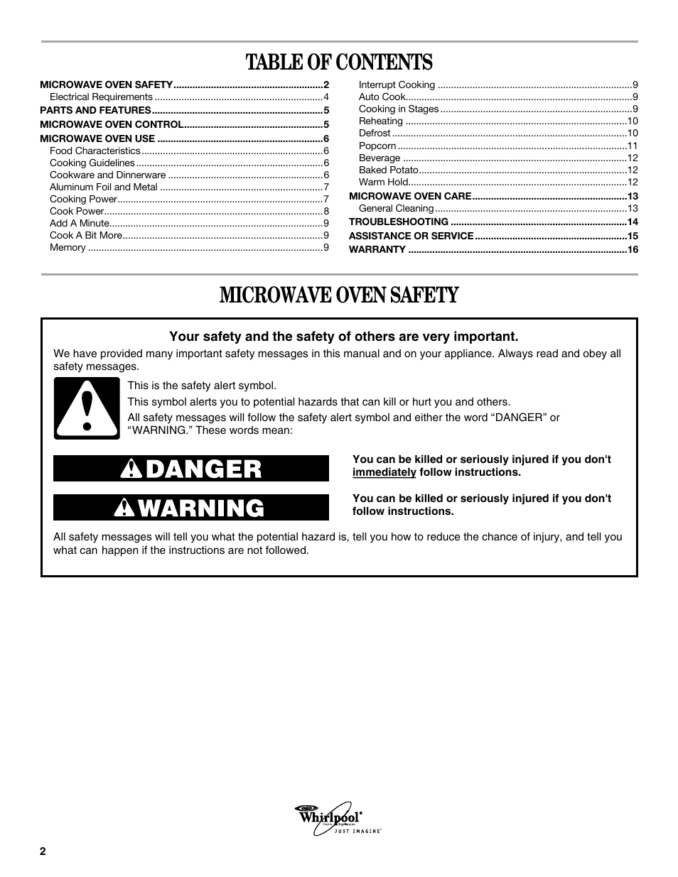 Whirlpool GMC305 User Manual | Page 2 / 16
