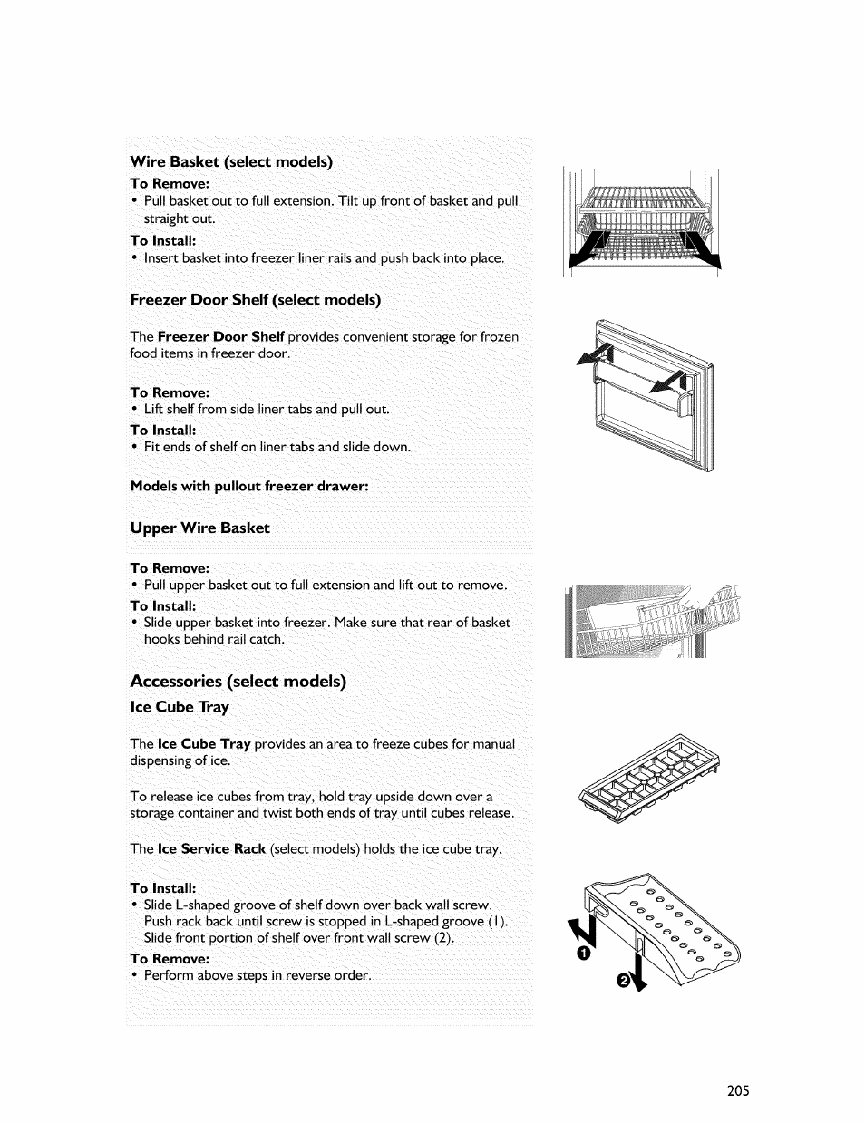 To remove, To install, Models with pullout freezer drawer | Whirlpool Freezer User Manual | Page 14 / 27