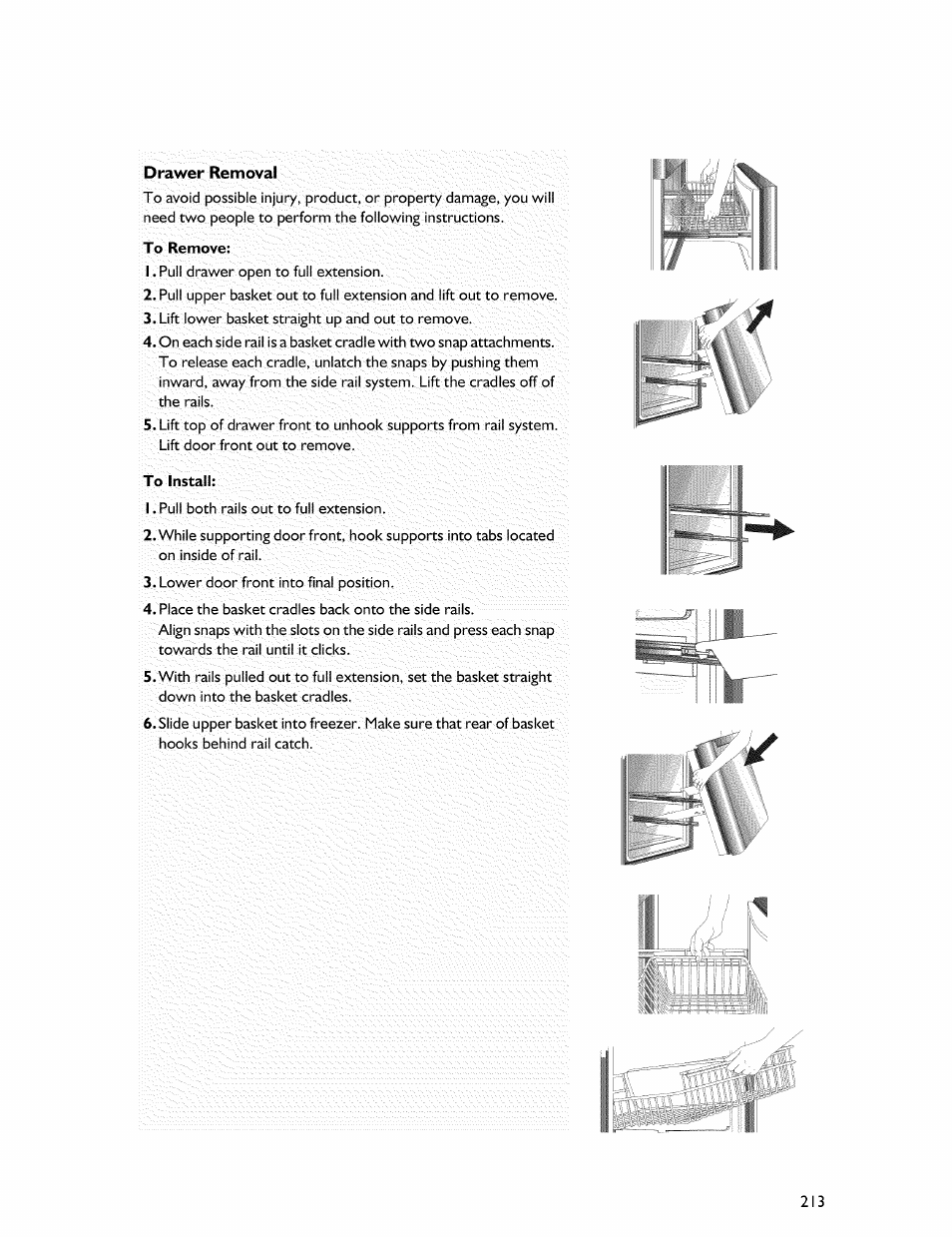 To remove, To install | Whirlpool Freezer User Manual | Page 22 / 27
