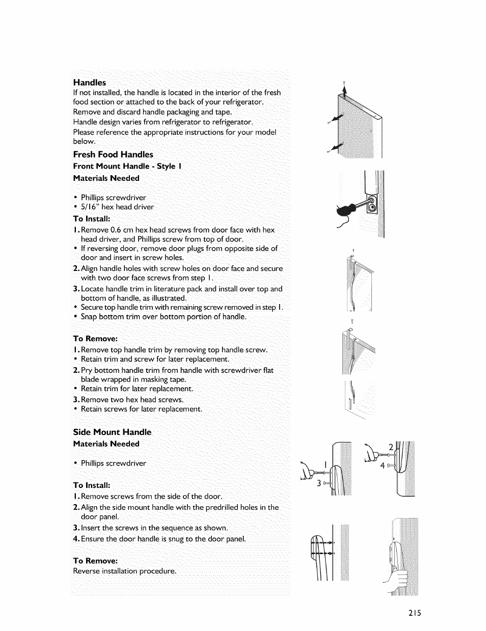 To install, To remove | Whirlpool Freezer User Manual | Page 24 / 27