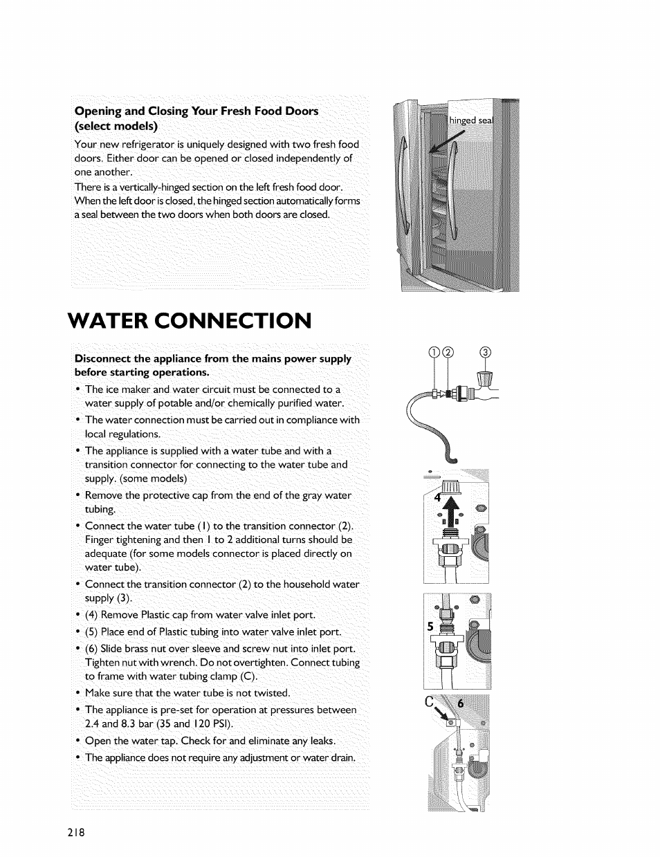 Water connection | Whirlpool Freezer User Manual | Page 27 / 27