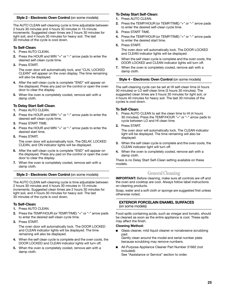 General cleaning | Whirlpool GR563LXSB0 User Manual | Page 25 / 32