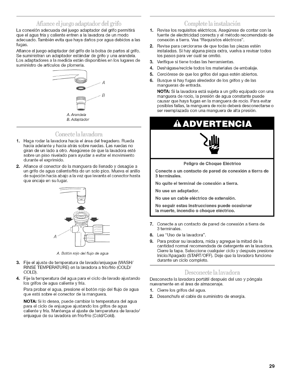 A advertencia | Whirlpool 326035915 User Manual | Page 29 / 56