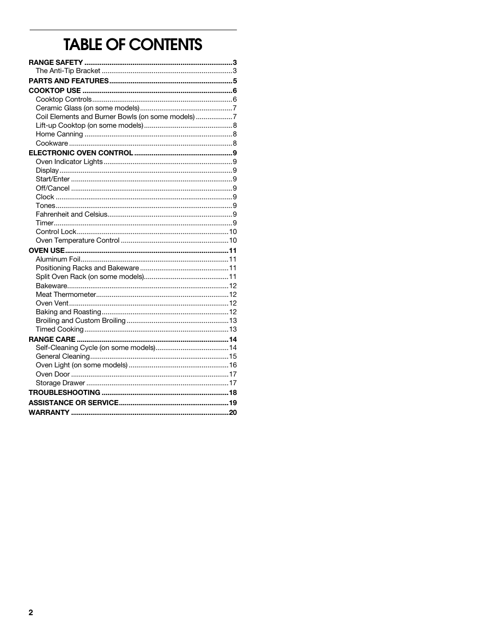 Whirlpool W10017720 User Manual | Page 2 / 20