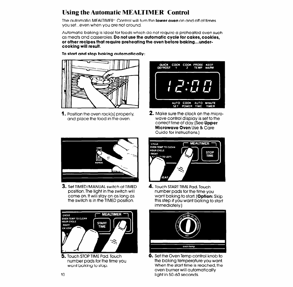 Using the automatic mealtimer control | Whirlpool SM958PES User Manual | Page 10 / 24