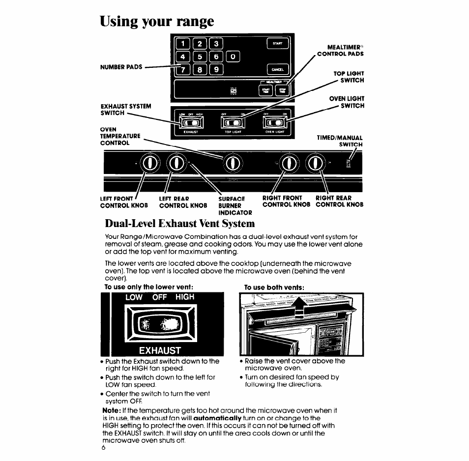 Dual-level exhaust vent system, Using your range, Bbss bbs | Ш ви | Whirlpool SM958PES User Manual | Page 6 / 24