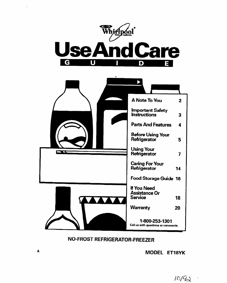 Whirlpool ETl8YK User Manual | 20 pages