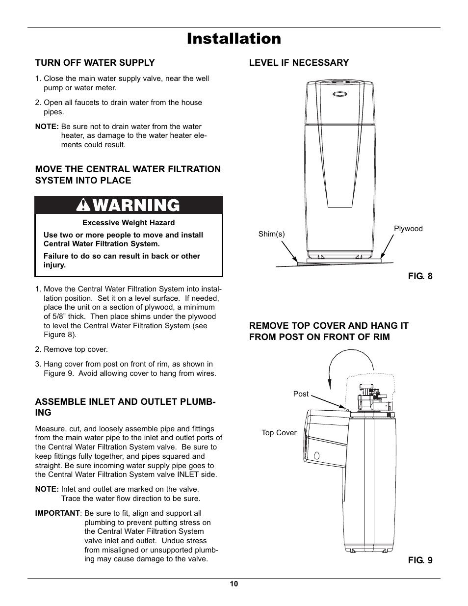 Installation | Whirlpool WHELJ1 User Manual | Page 10 / 27