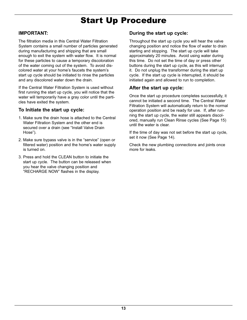 Start up procedure | Whirlpool WHELJ1 User Manual | Page 13 / 27