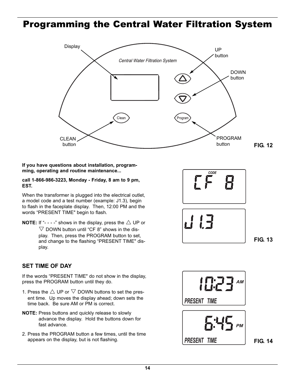 Programming the central water filtration system | Whirlpool WHELJ1 User Manual | Page 14 / 27