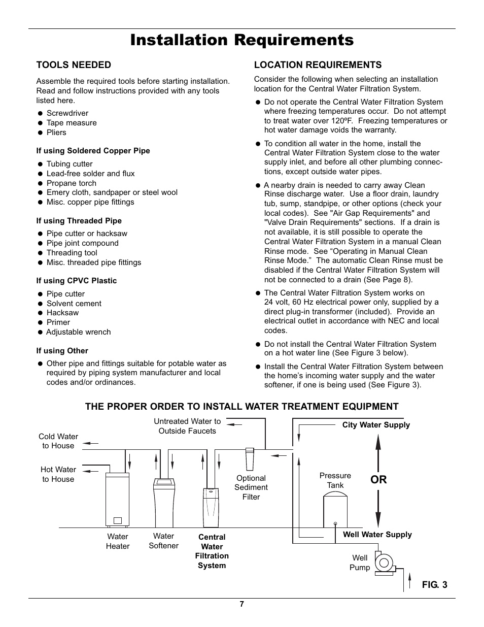 Installation requirements | Whirlpool WHELJ1 User Manual | Page 7 / 27