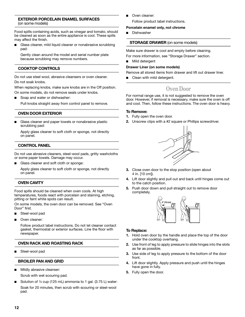 Oven door | Whirlpool 9753313B User Manual | Page 12 / 16