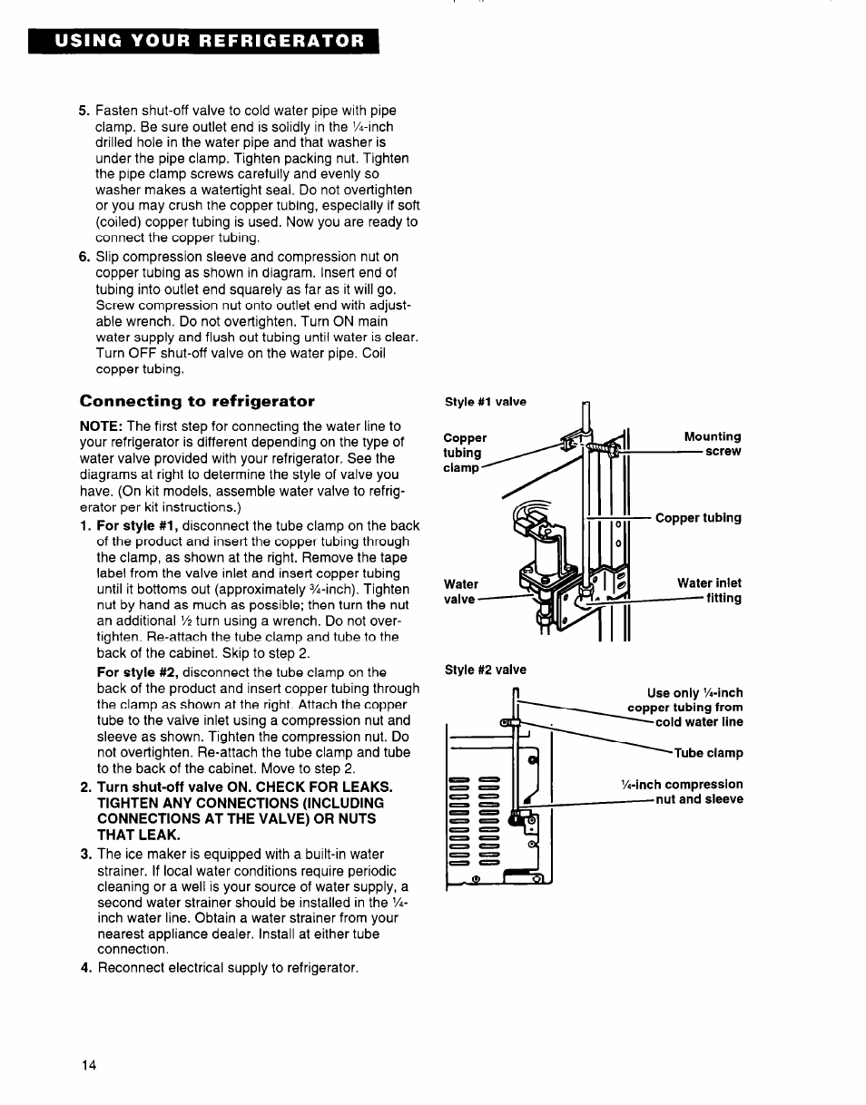 Connecting to refrigerator | Whirlpool 2184589 User Manual | Page 14 / 22