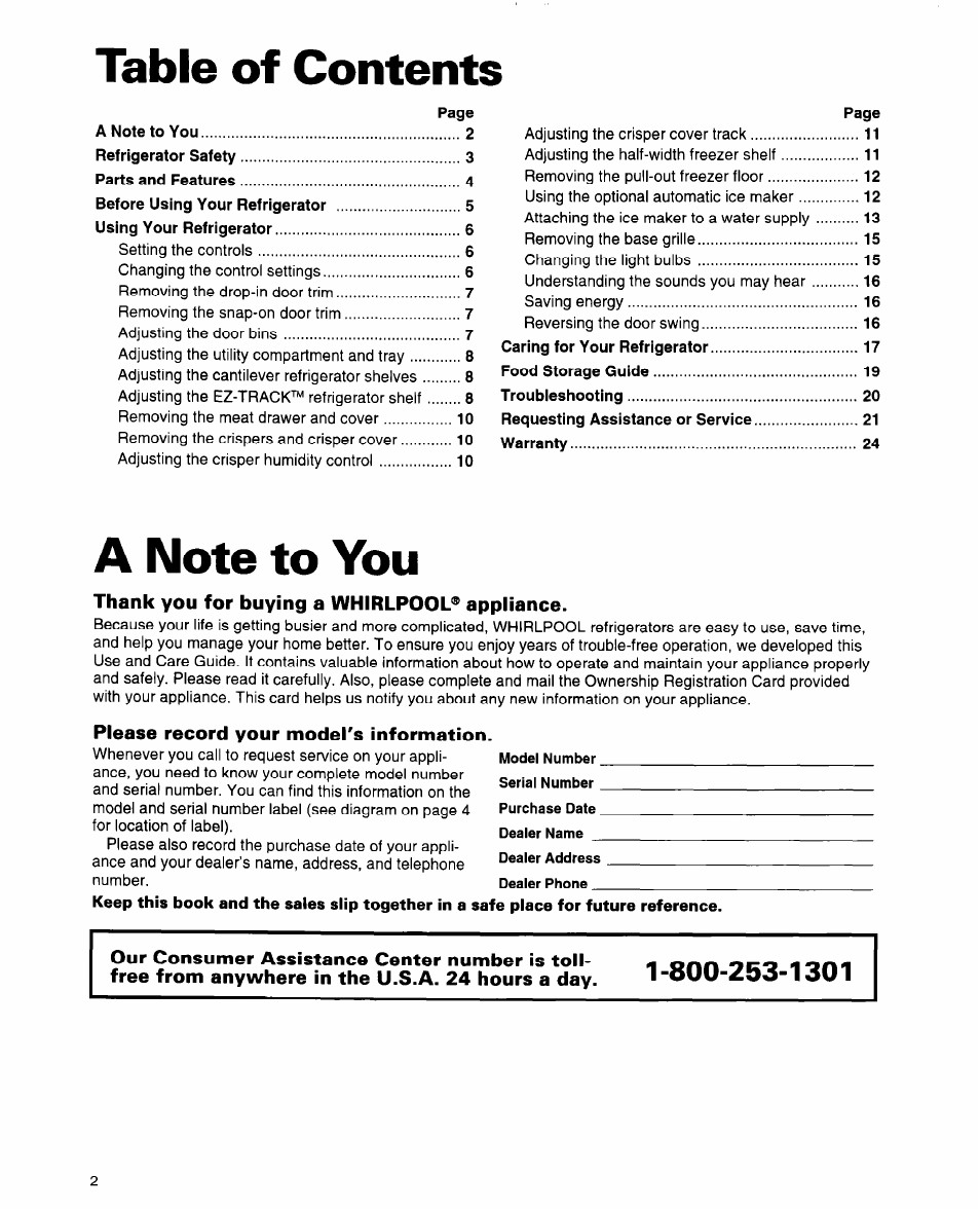 Whirlpool 2184589 User Manual | Page 2 / 22