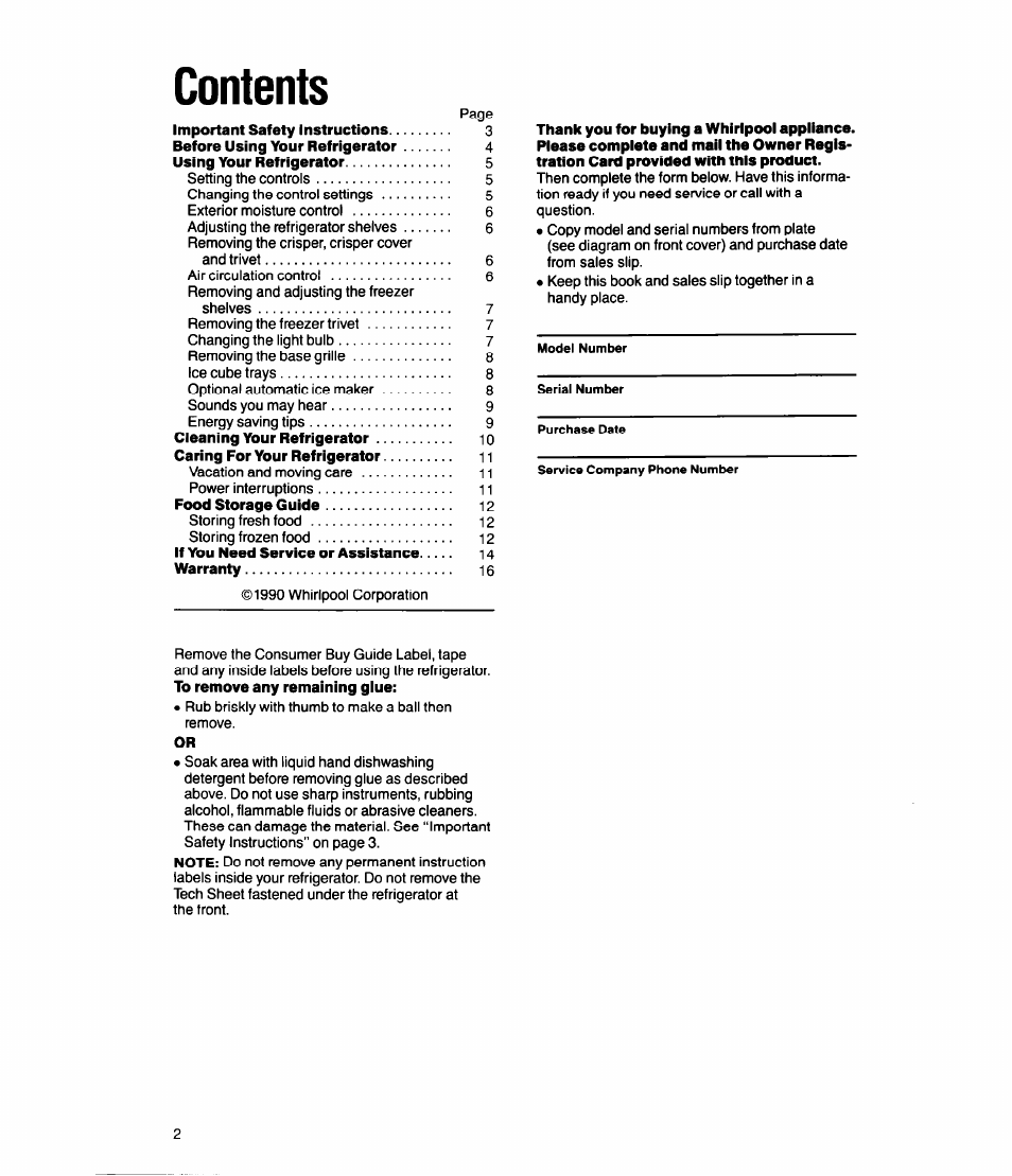 Whirlpool ED20SK User Manual | Page 2 / 16