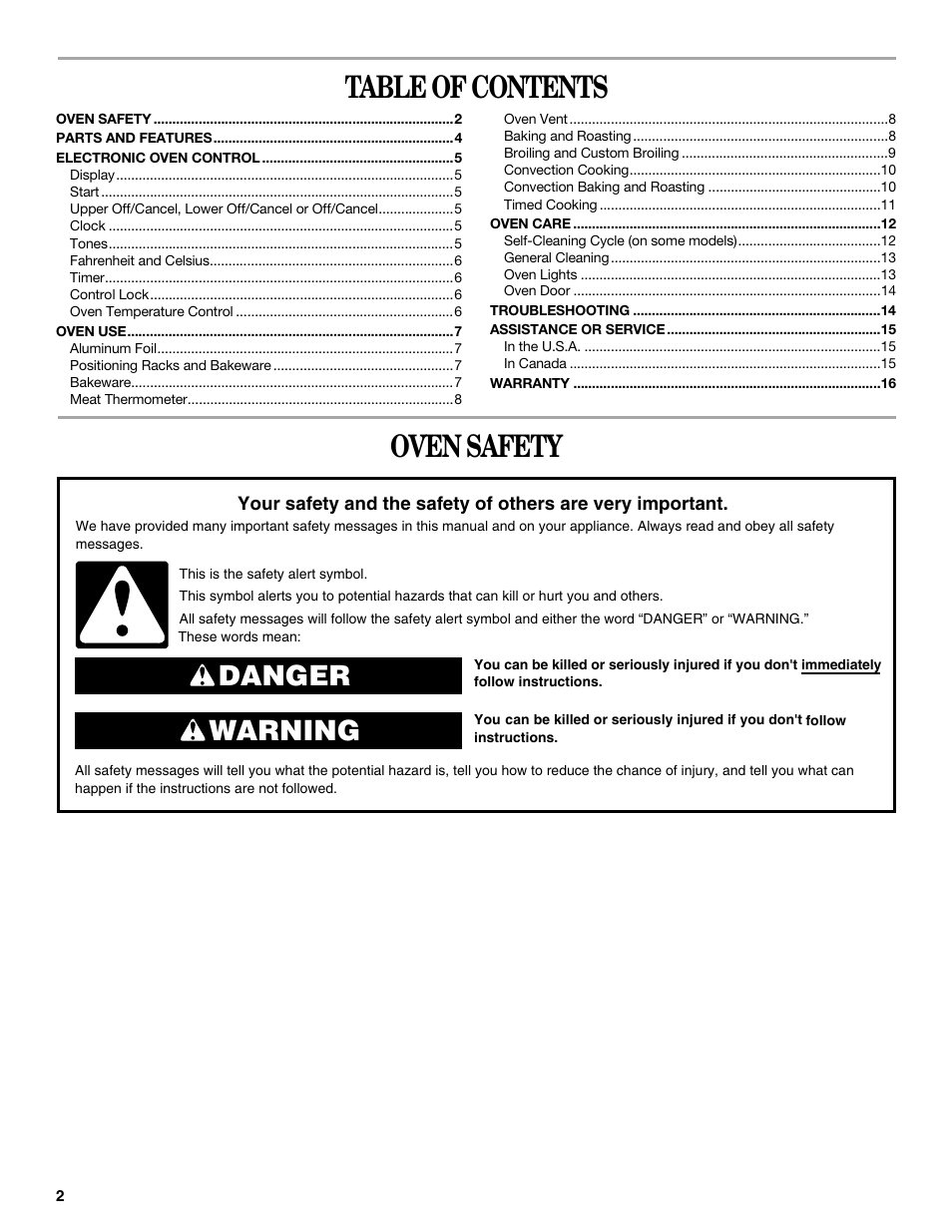 Whirlpool GBD307 User Manual | Page 2 / 16