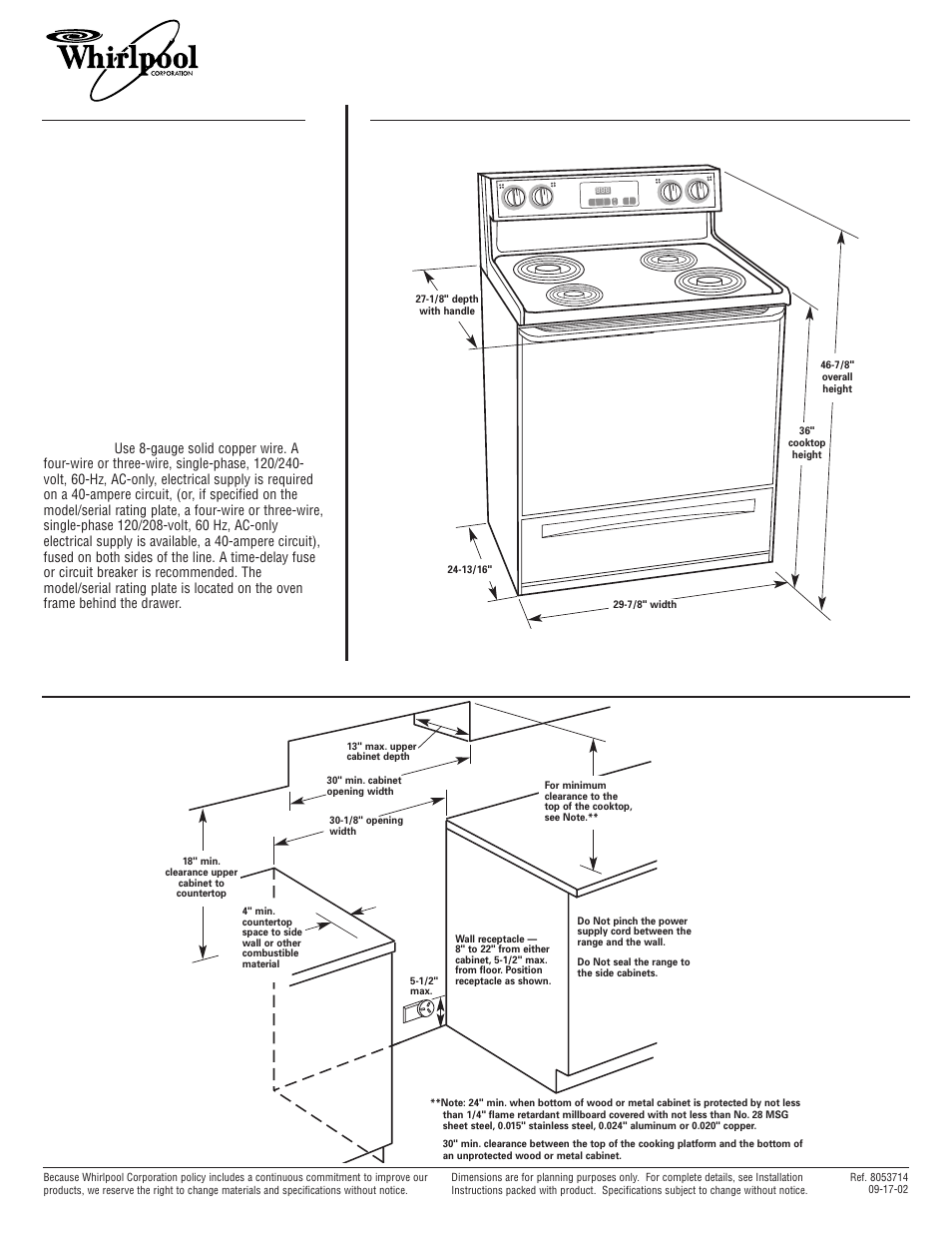 Whirlpool GR396LXG User Manual | 1 page