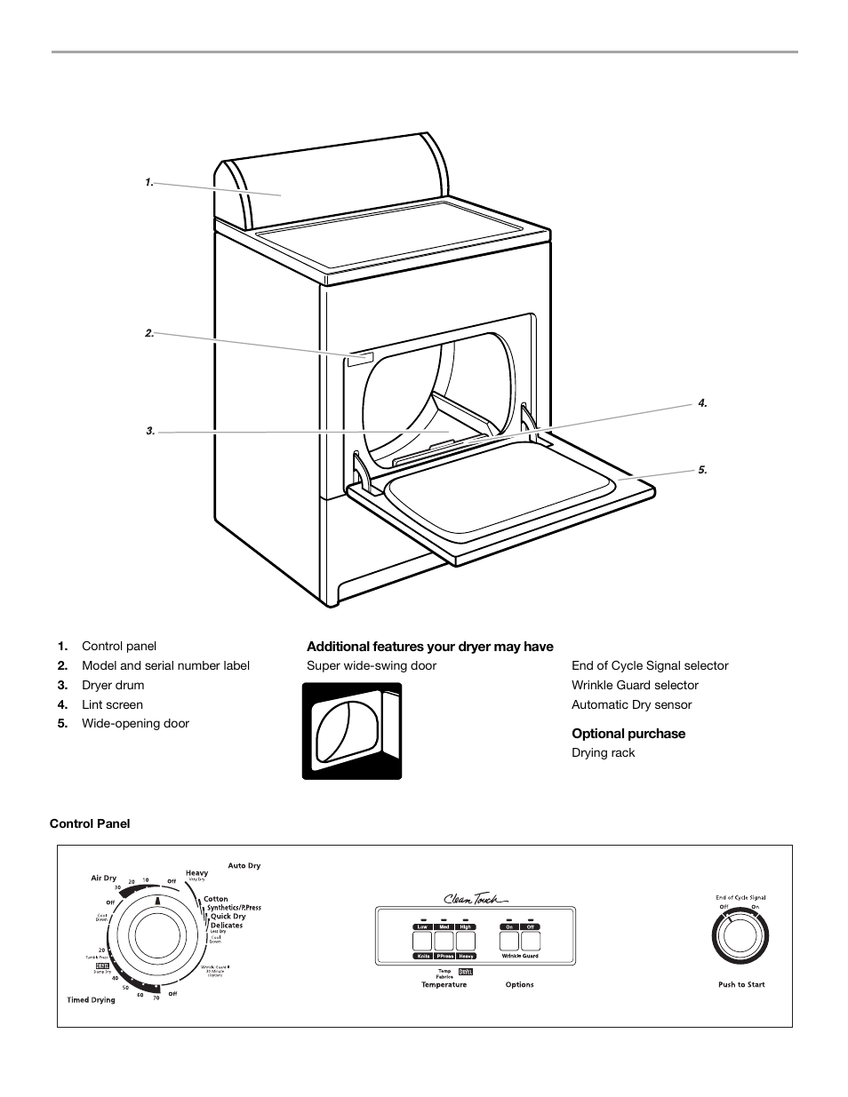 Parts and features | Whirlpool 3RLEQ8000 User Manual | Page 5 / 12