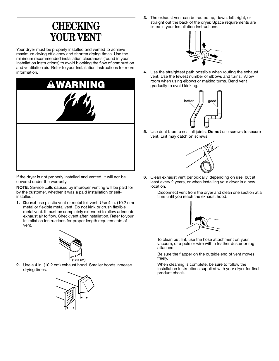 Checking your vent | Whirlpool 8314840B User Manual | Page 6 / 15