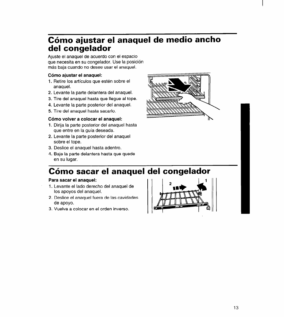 Cómo sacar el anaquel del congelador | Whirlpool 3ET22DKXDN00 User Manual | Page 38 / 51