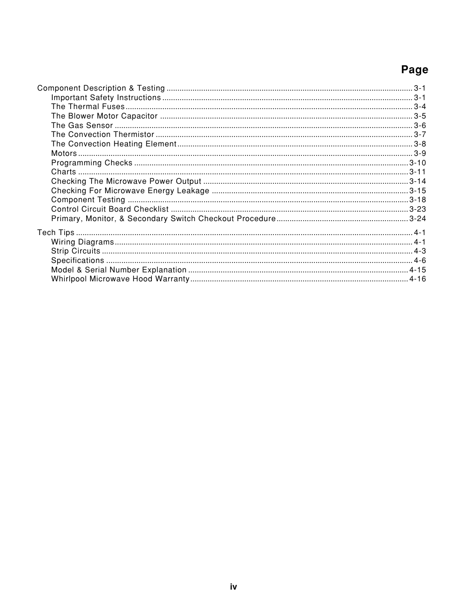 Page | Whirlpool 1997 "E" User Manual | Page 4 / 80