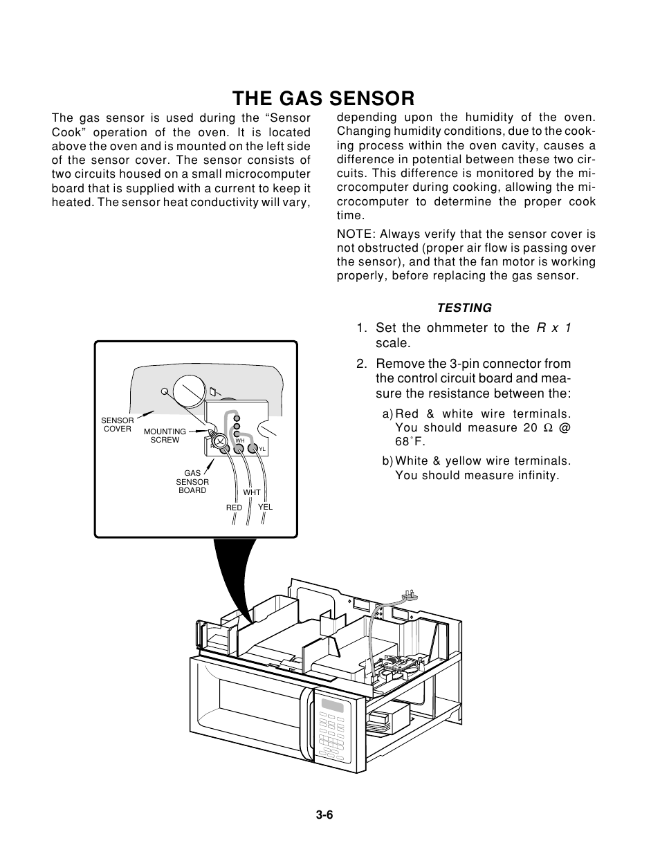 The gas sensor, R x 1 | Whirlpool 1997 "E" User Manual | Page 46 / 80