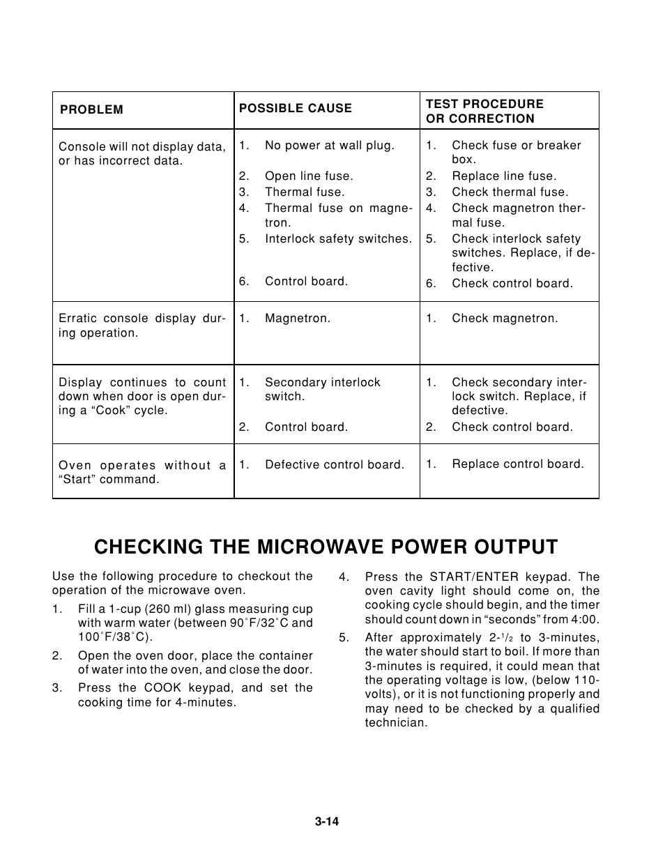 Checking the microwave power output | Whirlpool 1997 "E" User Manual | Page 54 / 80