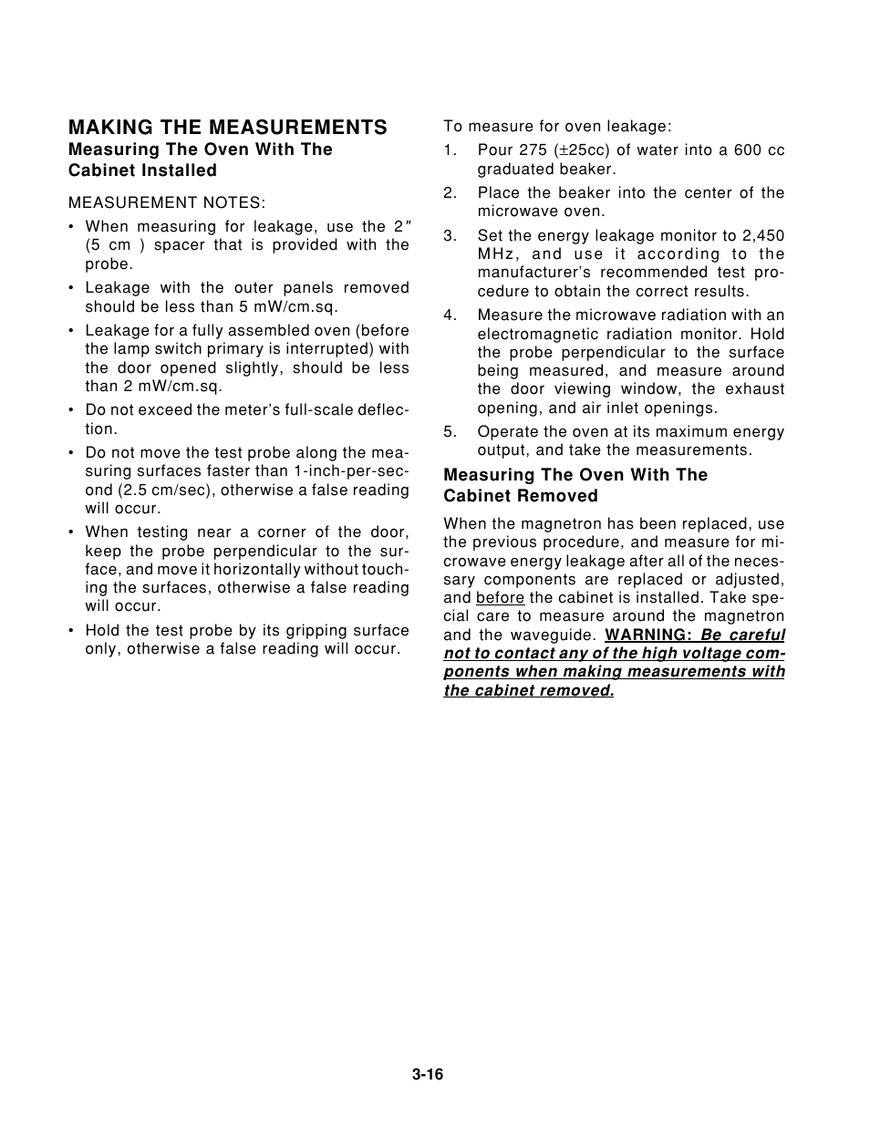 Making the measurements | Whirlpool 1997 "E" User Manual | Page 56 / 80