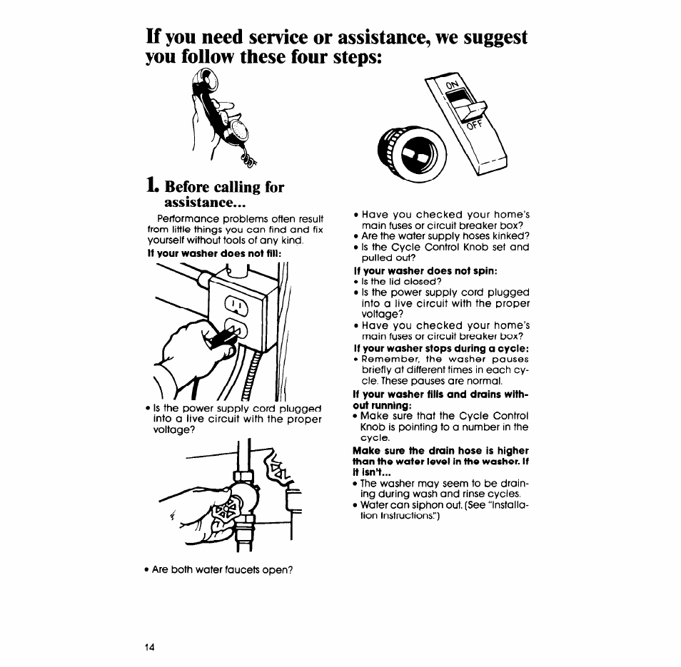 L before calling for assistance | Whirlpool LA5530XP User Manual | Page 14 / 16