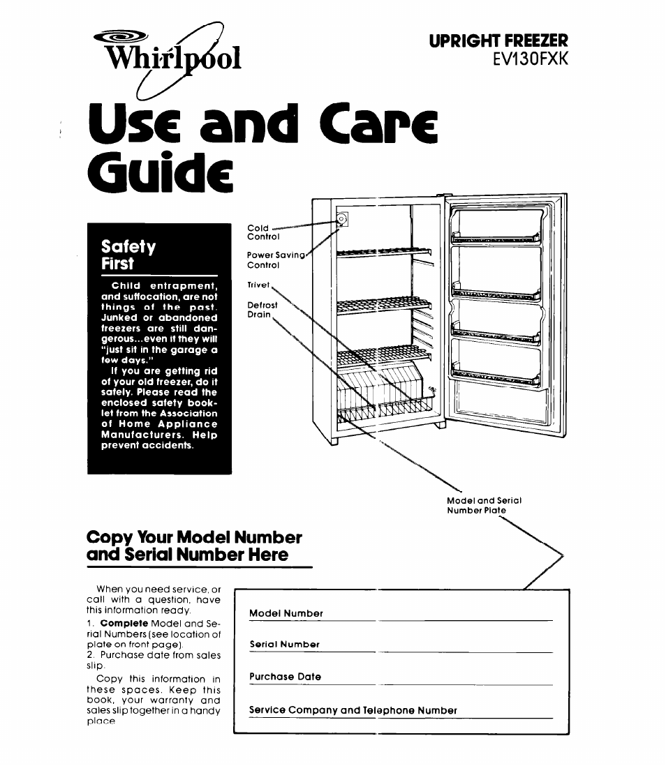 Whirlpool EV130fxk User Manual | 8 pages