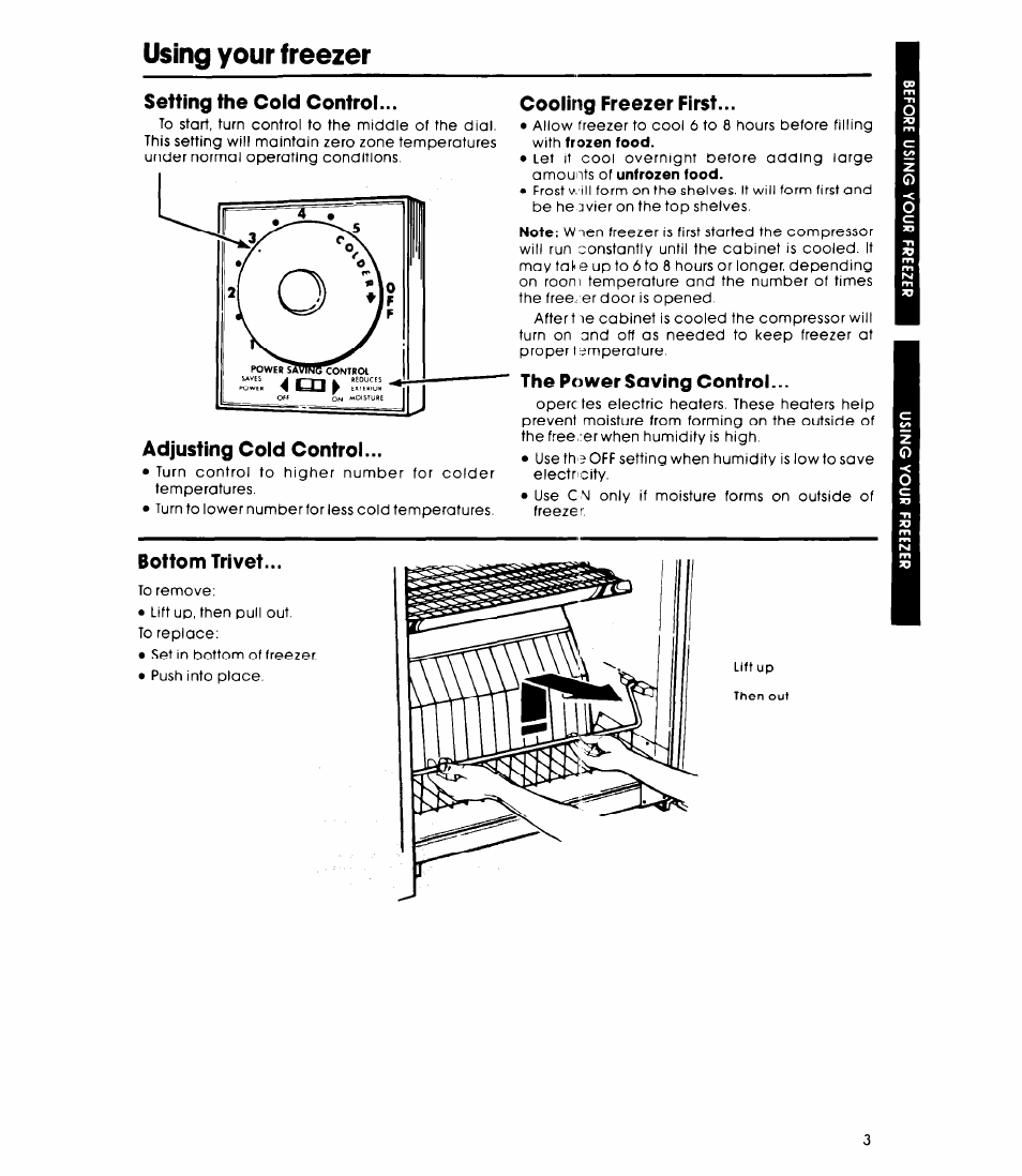 Using your freezer | Whirlpool EV130fxk User Manual | Page 3 / 8