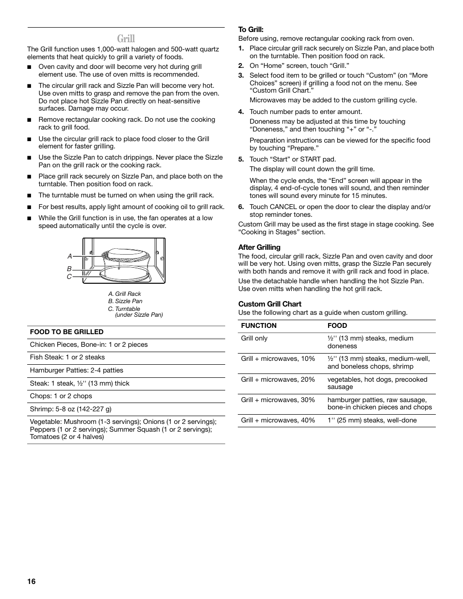 Grill | Whirlpool GH6177XP User Manual | Page 16 / 24