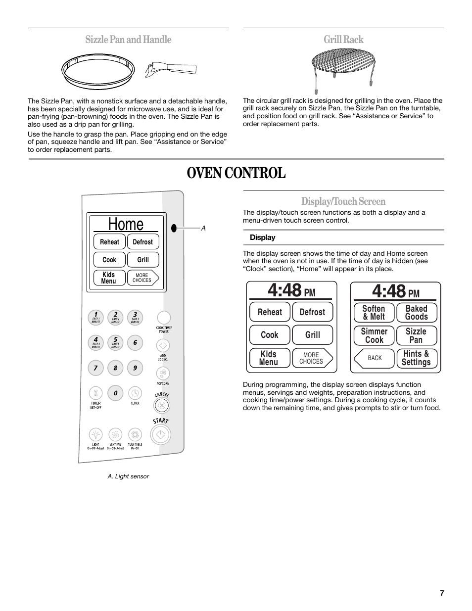 Home, Oven control | Whirlpool GH6177XP User Manual | Page 7 / 24